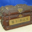 Antique 1899 Tramp Art Chest Jewellery Box with name L Roberts in Script LAYBY