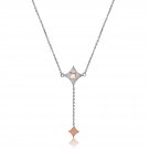 925 Silver Two Tone Diamond Shape Kite Dangle Necklace, Women Girl Fashion Jewelry C06069N