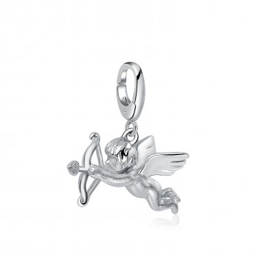 Romantic Cupid Charm 925 Silver Plated with Platinum for Bracelet Necklace B05042J