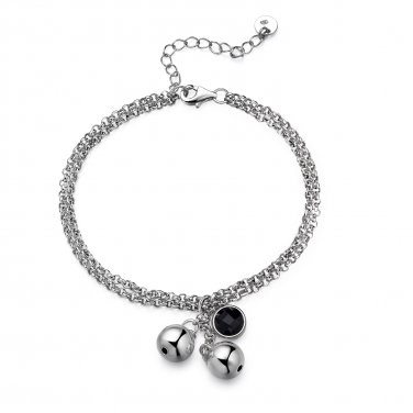 925 Sterling Silver Bracelet with Semi- Onyx A10293B