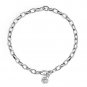 Platinum Plated 925 Silver Bracelet with Rose Dangle, Bridal Bridesmaid Gift C05858B