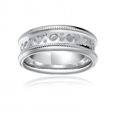 925 Sterling Silver Dots Crafting Unisex Fashion Ring / Pendant Band B05739R