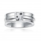 925 Sterling Silver LOVE Black Diamond Unisex Fashion Ring Band / Pendant B05685R