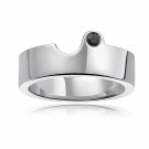 925 Sterling Silver Unique Crafting Black Diamond Unisex Fashion Ring Band / Pendant A10318R