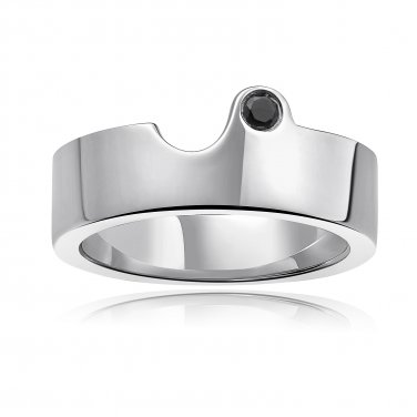 925 Sterling Silver Unique Crafting Black Diamond Unisex Fashion Ring Band / Pendant A10318R