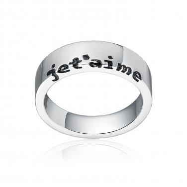 925 Sterling Silver Engraved French "I Love You" Fashion Ring Band / Pendant (Women) A10315R