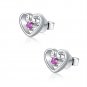 925 Silver Open Heart Pink Sapphire Stud Earrings, Fashion Women Jewelry C05769E