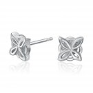 925 Silver Quatrefoil Four Leaf Design Polish Finished Stud Earrings, Fashion Women Jewelry B05902E