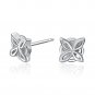 925 Silver Quatrefoil Four Leaf Design Polish Finished Stud Earrings, Fashion Women Jewelry B05902E