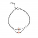 925 Sterling Silver Two Tone Kite Rhombus Shaped Bracelet (6.5"), Women Jewellery B06026B