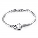 925 Sterling Silver Gothic Heart Bangle Bracelet (55mm), Women Jewellery B05051A