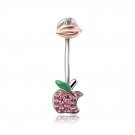 925 Sterling Silver CZ Bite on Apple Lip Single Dangle Stud Earrings, Girl Fashion Jewellery C06006L