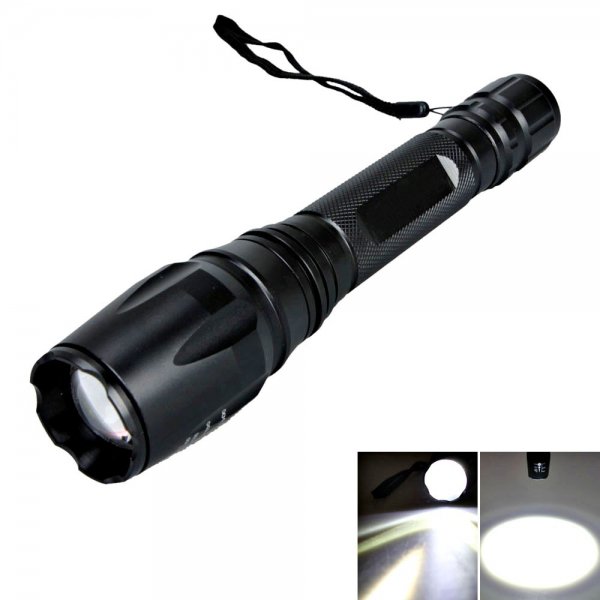 1600LM CREE XML T6 5 Mode Focusing LED Flashlight Torch Black