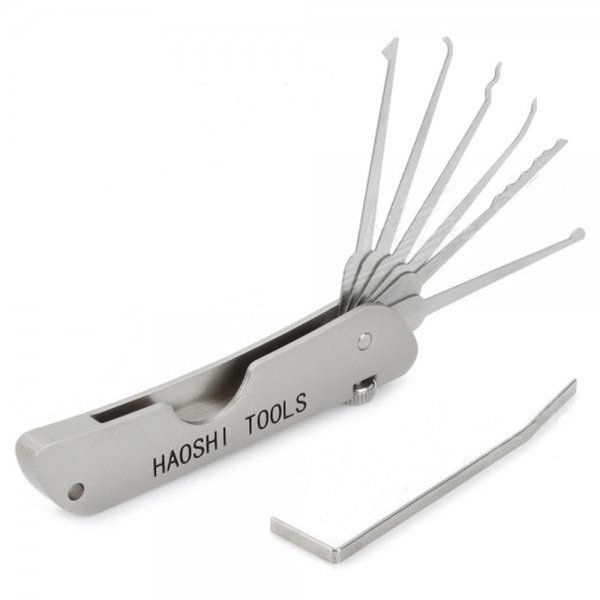 Haoshi 6-in-1 Multi-Functional Stainless Steel Pocket Folding Lock Pick Set for Civil Lock