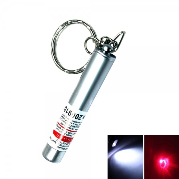 2 in 1 5mW 650nm Red Laser Pointer Keychain with LED Flashlight