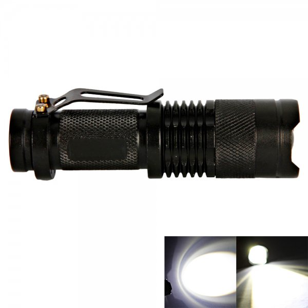 CREE Q3 3W 210 Lumen 1 Mode Mini Focus Flashlight Torch with Pen Clip Black