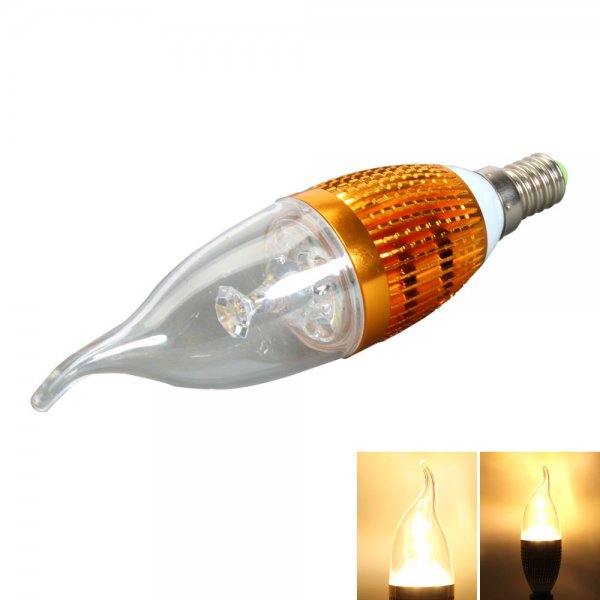 E14 4W 400LM 3000K Warm White Light Golden Sheet Candle Light with Transparent Cover (85-265V)