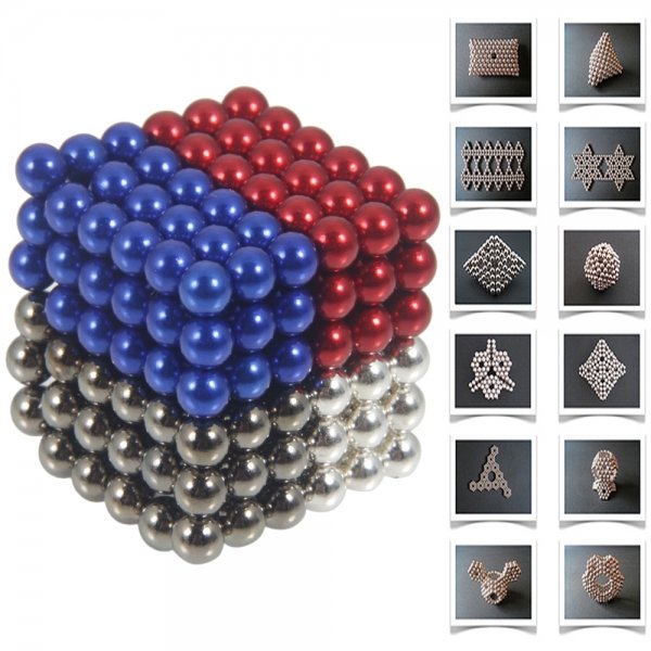 216pcs 5mm DIY Buckyballs Neocube Magic Beads Magnetic Toy Black & White & Red & Dark Blue