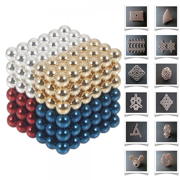 216pcs 5mm DIY Buckyballs Neocube Magic Beads Magnetic Toy Golden & White & Red & Dark Blue