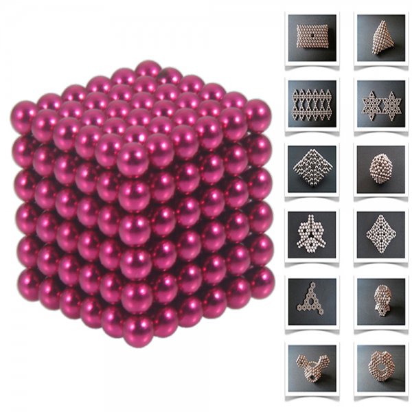 216pcs 5mm DIY Buckyballs Neocube Magic Beads Magnetic Toy Rose Red