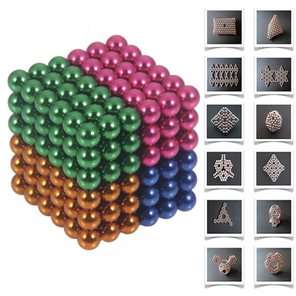 216pcs 5mm DIY Buckyballs Neocube Magic Beads Magnetic Toy Golden & White & Red & Dark Blue