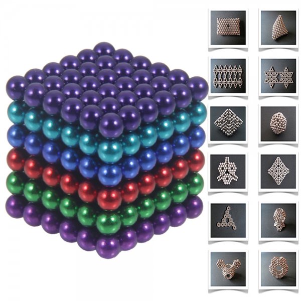 6 in 1 Colourful 216pcs 5mm Buckyballs Magnetic Beads Puzzle Toy