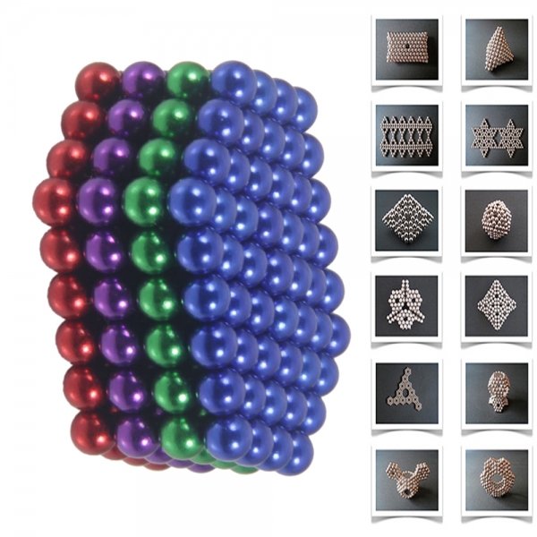 216pcs 5mm DIY Buckyballs Neocube Magic Beads Magnetic Toy Dark Blue & Red & Green & Purple