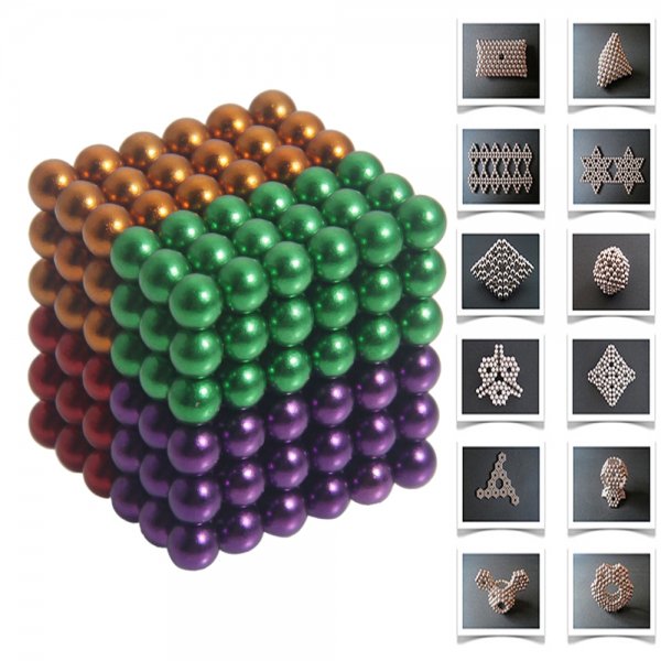 216pcs 5mm DIY Buckyballs Neocube Magic Beads Magnetic Toy Green & Red & Orange & Purple
