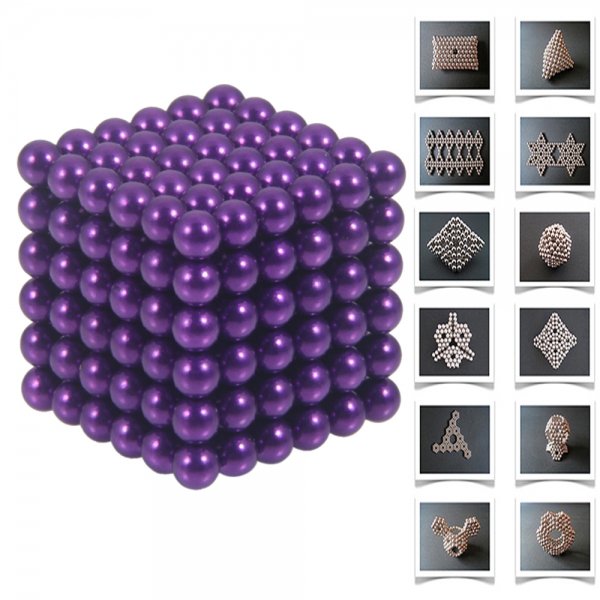 216pcs 5mm DIY Buckyballs Neocube Magic Beads Magnetic Toy Purple