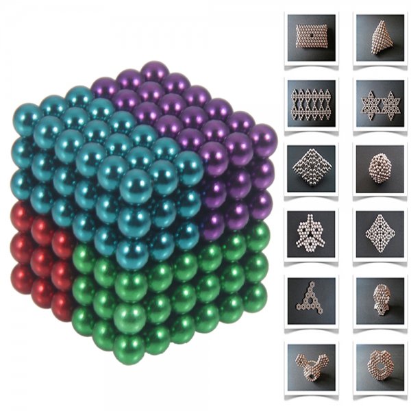 216pcs 5mm DIY Buckyballs Neocube Magnetic Beads Toy 4 in 1 Colourful