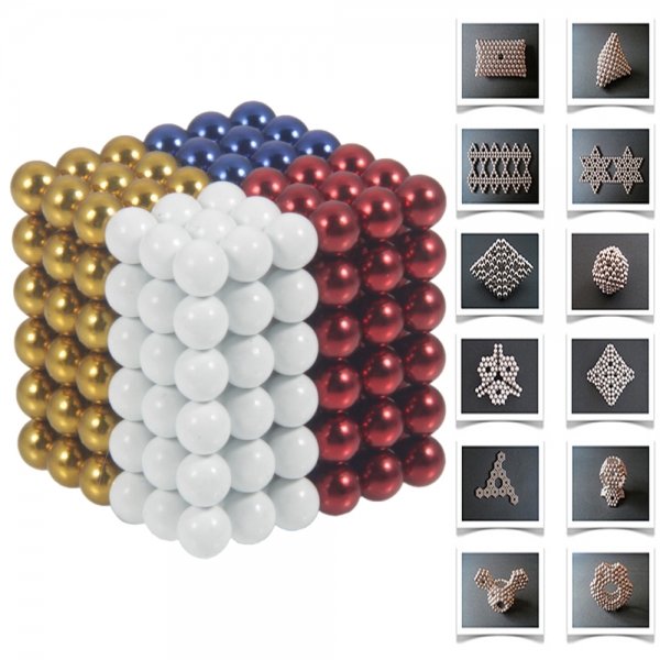 216pcs 5mm DIY Buckyballs Neocube Magic Beads Magnetic Toy Milky & Dark Golden & Dark Blue & Red