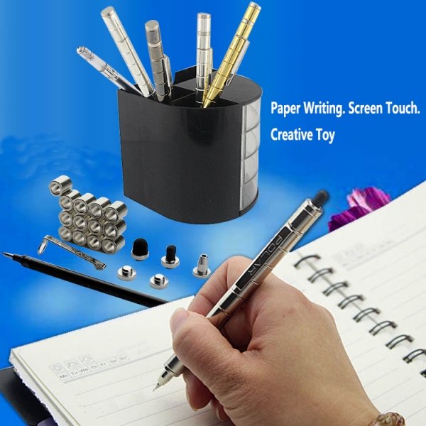 DIY Magnetic Pen with Refill & Steel Balls Silver