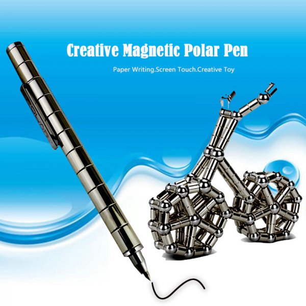 DIY Magnetic Pen with Refill & Steel Balls Black