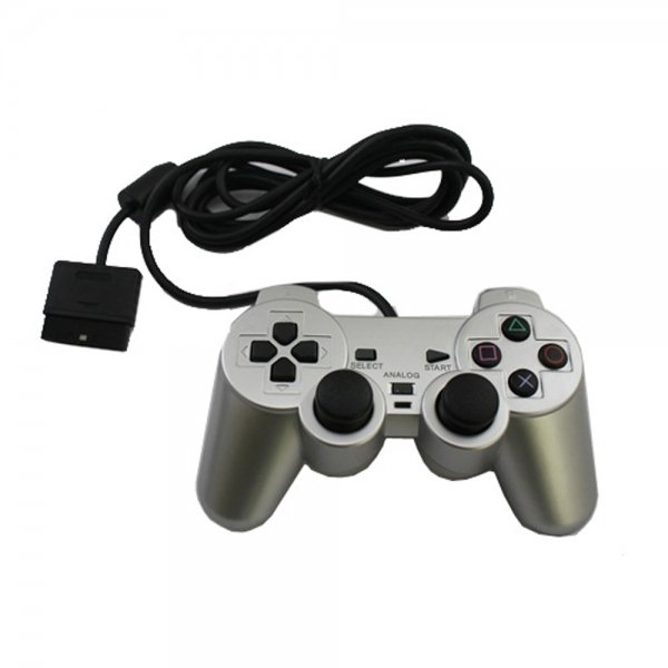 Wired Vibration Controller for Sony PlayStation 2 PS2 Silver