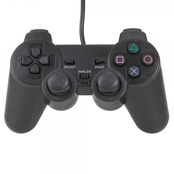 Wired Vibration Controller for Sony PlayStation 2 PS2 Black
