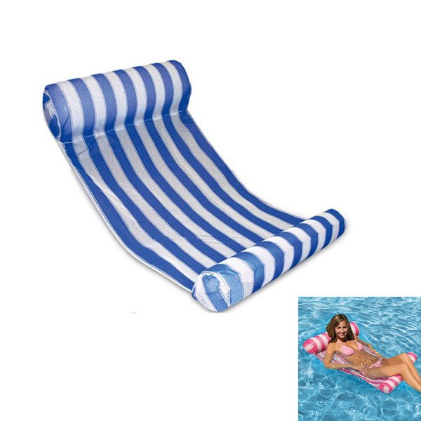 Swimming Floating Bed Water Hammock Water Recreation Blue & White