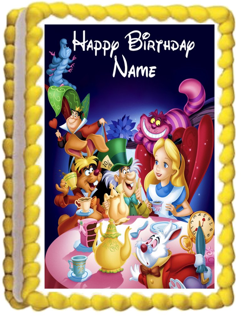 Edible ALICE IN WONDERLAND image cake topper 1/4 sheet (10