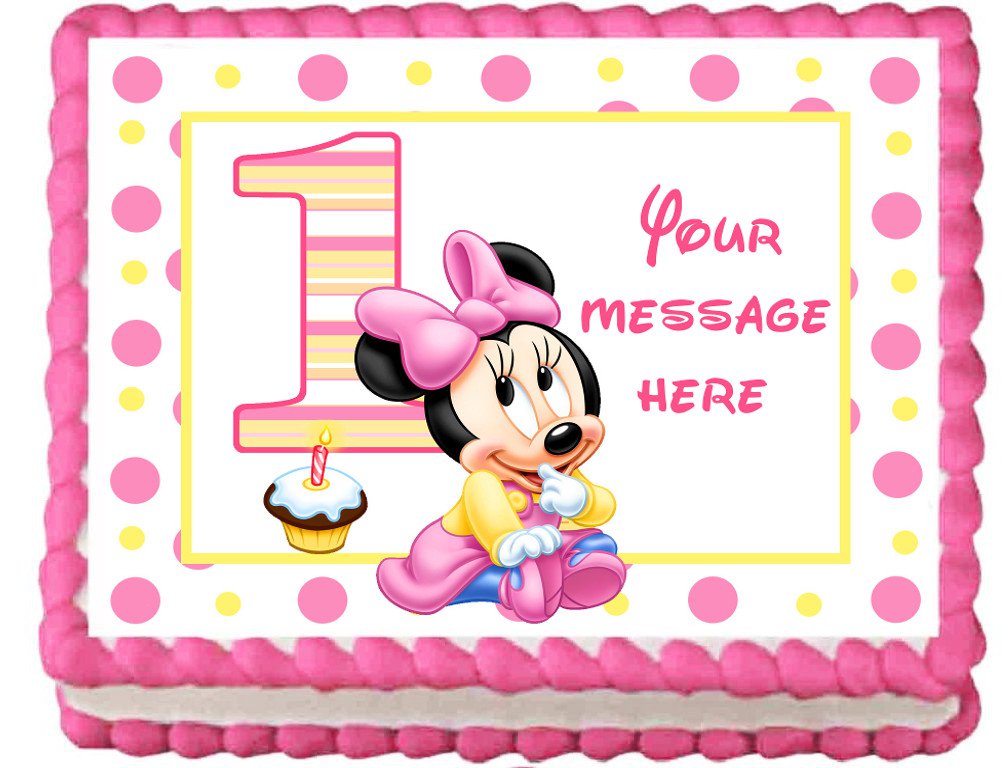 Edible BABY MINNIE MOUSE Image Cake Topper 1 4 Sheet 10 5