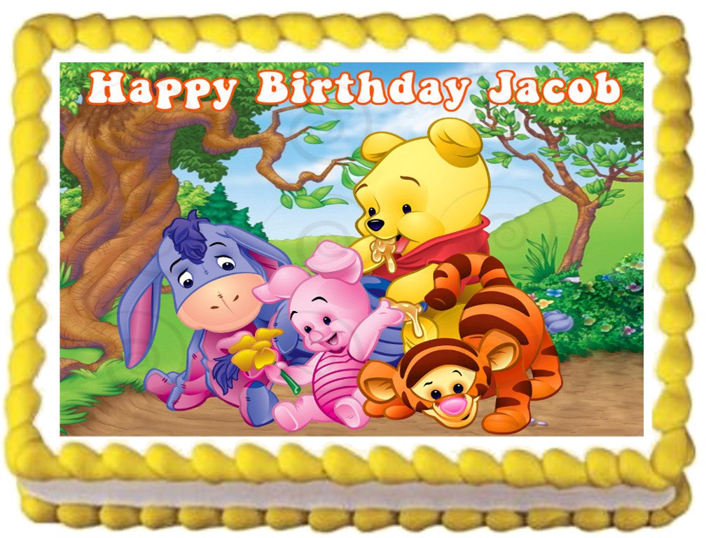 Edible BABY WINNIE THE POOH Image Cake Topper 1 4 Sheet