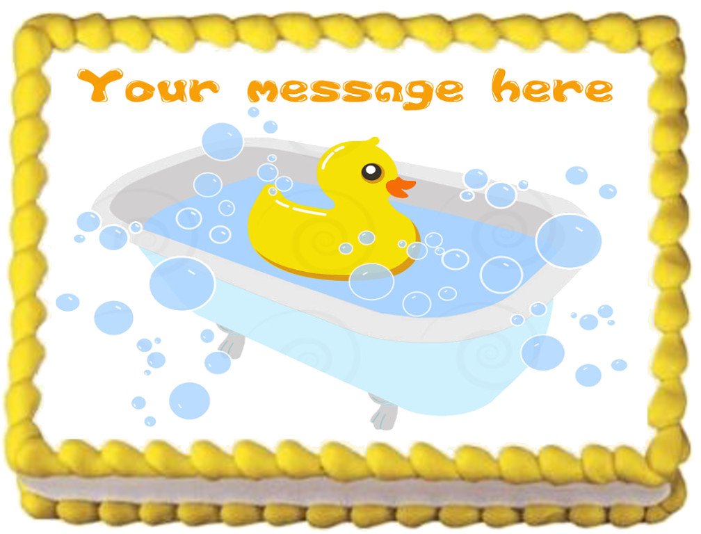 Edible YELLOW RUBBER DUCK Image Cake Topper 1 4 Sheet 10