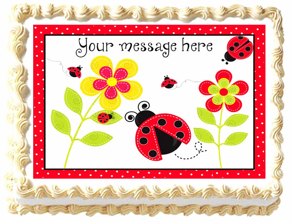 Edible LADYBUG Lady bug image cake Topper 1/4 sheet (10.5