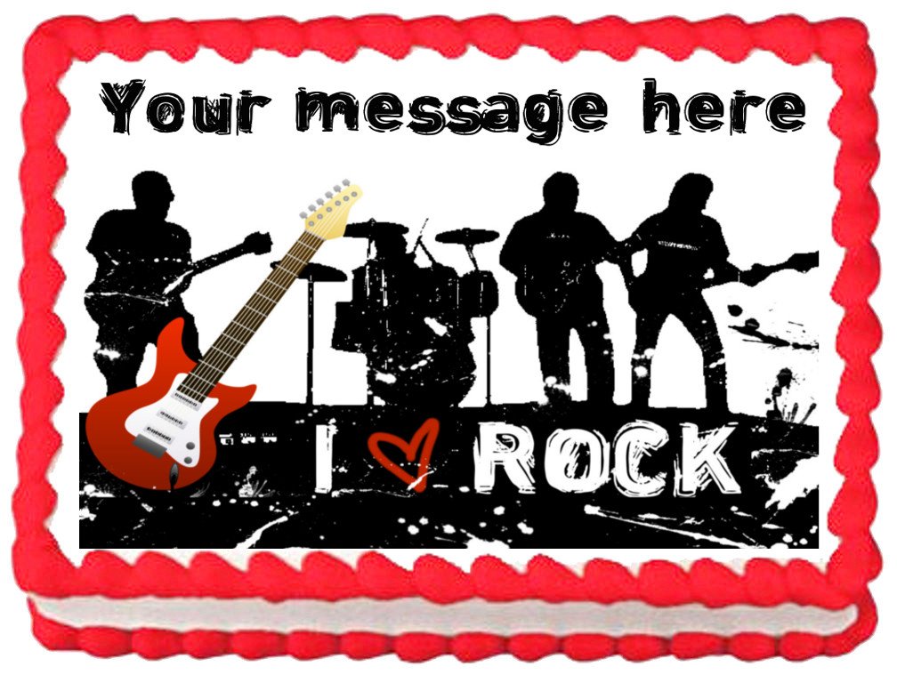 Edible ROCK BAND image cake topper 1/4 sheet (10.5" x 8")