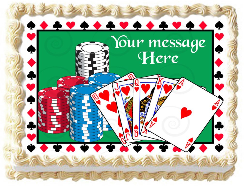 Edible POKER CASINO image cake Topper 1/4 sheet (10.5" x 8")