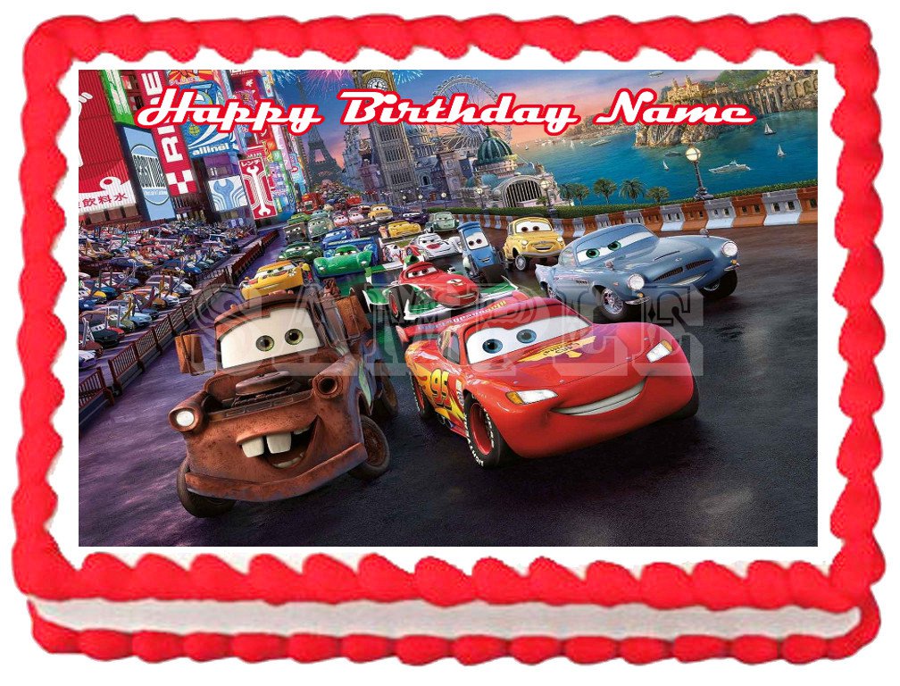 CARS MCQUEEN Edible cake Topper image 1/4 sheet (10.5" x 8")