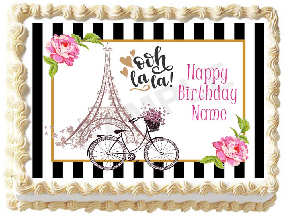 Edible Eiffel Tower PARIS image cake topper design 1/4 sheet (10.5" x 8")