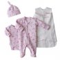 NEW Halo 4-Piece Cotton Layette Set 100% Cotton - Pink-Small