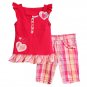 Kid Zone Little Girls 2 Piece Pink Sleeveless Top Plaid Bermuda Shorts Set size6