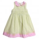 BT Kids Toddler Girls 2T Green Pink Butterfly/Flowers Seersucker Sundress Dress