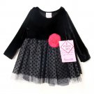 Nannette 12-24 Months Long-Sleeve Velvet/Mesh Dress & Panty Set