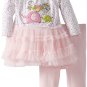 Absorba Newborn Baby Girls 2 Piece Pink Green Polka Dot Tutu Dress Leggings Set